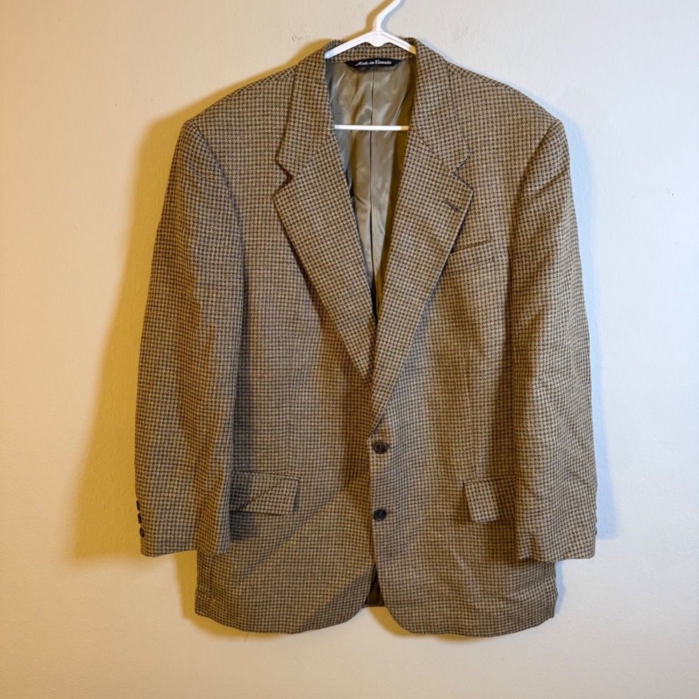 Beecroft‎ & Bull Mens Wool Silk Houndstooth Blazer Sport Coat Brown 46 Canada